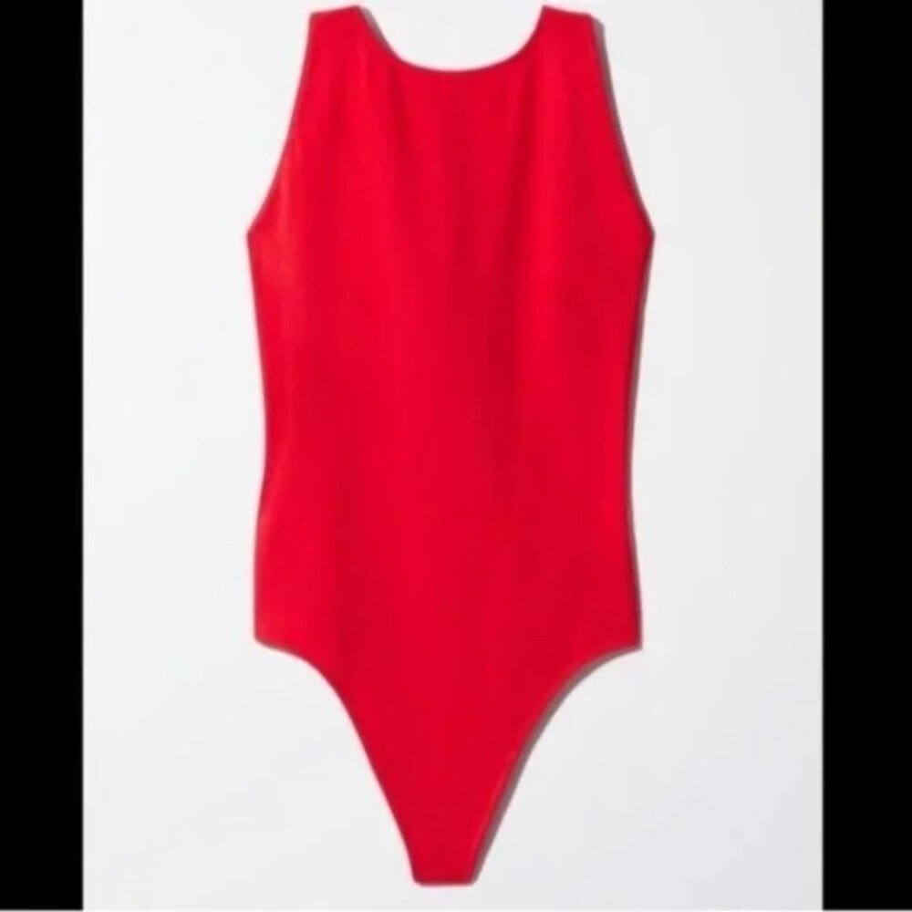 Wilfred Marie red criss cross back high neck bodysuit